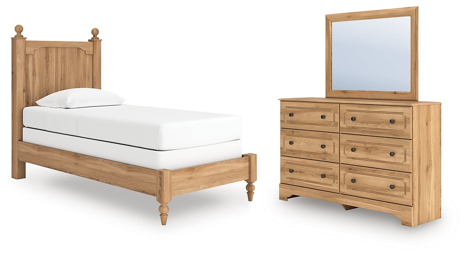 Aleaport Twin Panel Bed with Mirrored Dresser