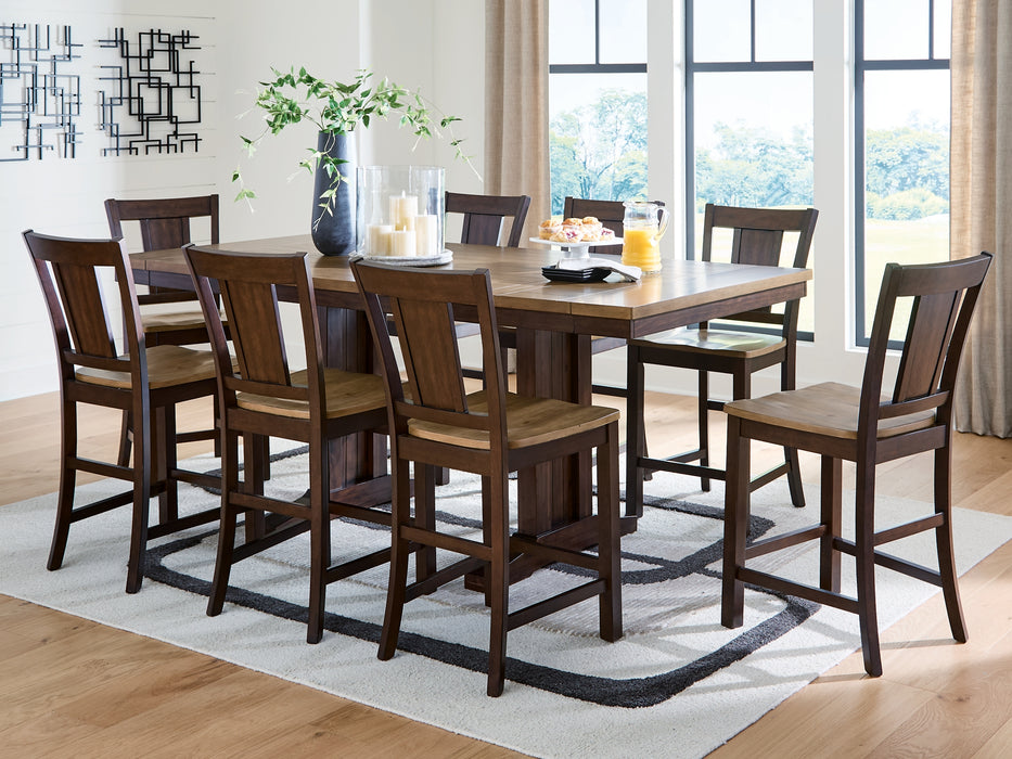 Rylandeen Counter Height Dining Table and 8 Barstools