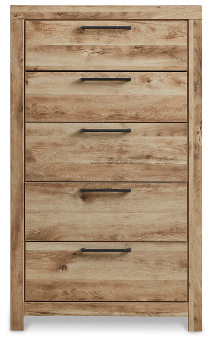Hyanna Queen Panel Storage Bed, Dresser, Mirror, Chest and Nightstand