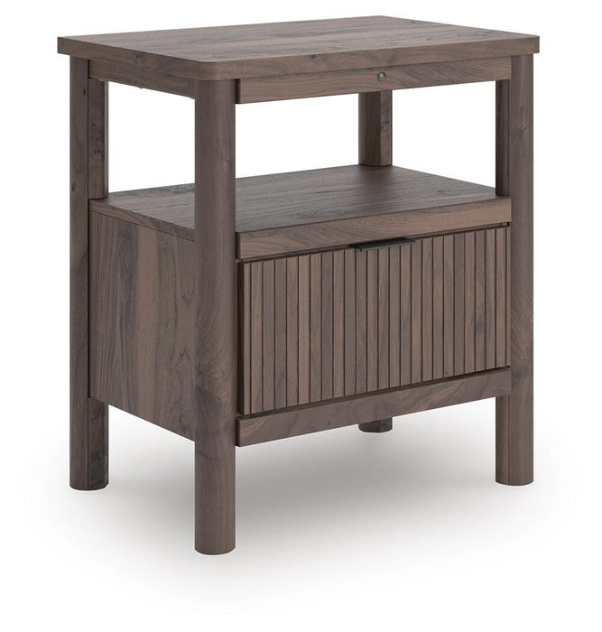 Pamytta Queen Upholstered Panel Bed, Dresser, Mirror, Chest and Nightstand