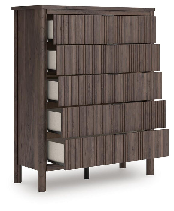 Pamytta Full Upholstered Panel Bed, Dresser and Mirror