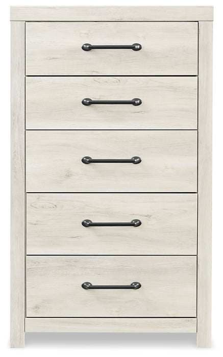 Cambeck Full Panel Bed with 4 Storage Drawers with Mirrored Dresser, Chest and Nightstand