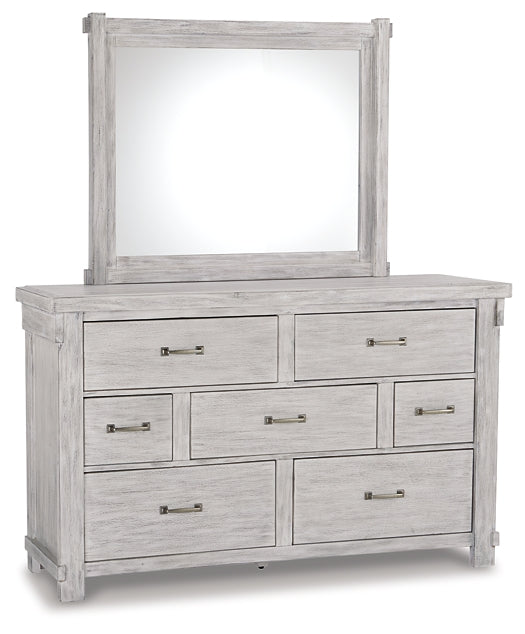 Brashland Queen Panel Bed with Mirrored Dresser, Chest and 2 Nightstands